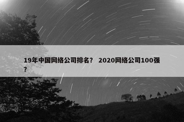 19年中国网络公司排名？ 2020网络公司100强？