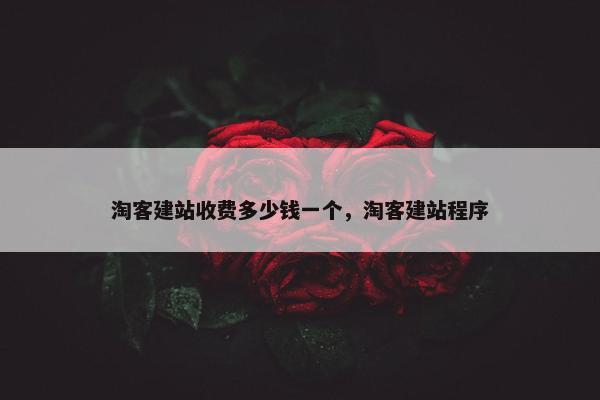 淘客建站收费多少钱一个，淘客建站程序