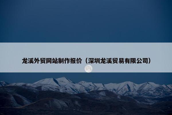 龙溪外贸网站制作报价（深圳龙溪贸易有限公司）