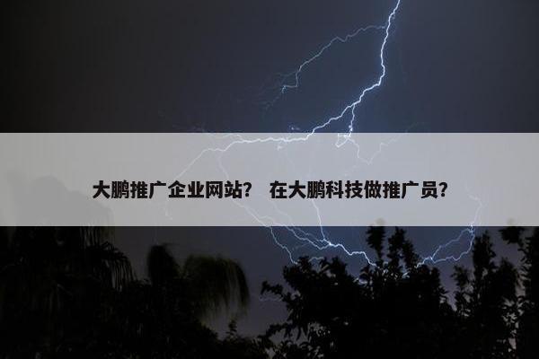 大鹏推广企业网站？ 在大鹏科技做推广员？