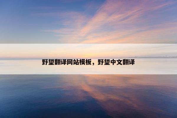 野望翻译网站模板，野望中文翻译