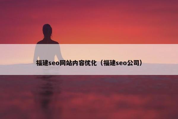 福建seo网站内容优化（福建seo公司）