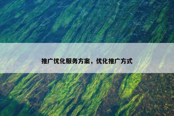推广优化服务方案，优化推广方式