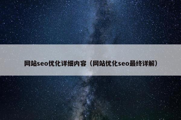 网站seo优化详细内容（网站优化seo最终详解）