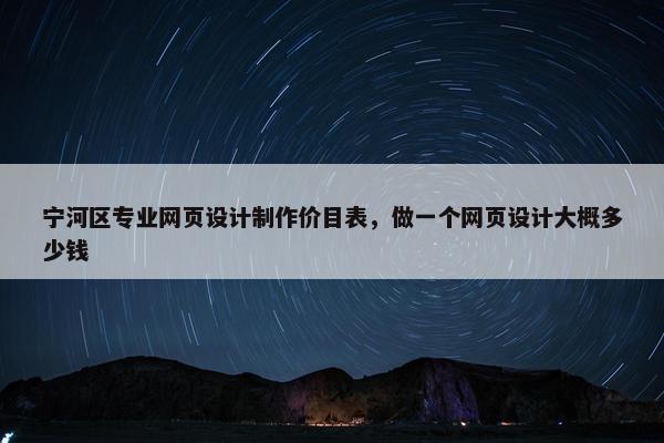 宁河区专业网页设计制作价目表，做一个网页设计大概多少钱