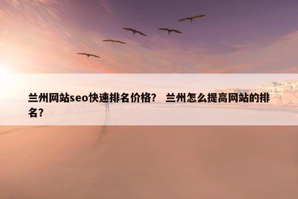 兰州网站seo快速排名价格？ 兰州怎么提高网站的排名？
