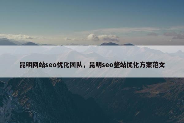 昆明网站seo优化团队，昆明seo整站优化方案范文