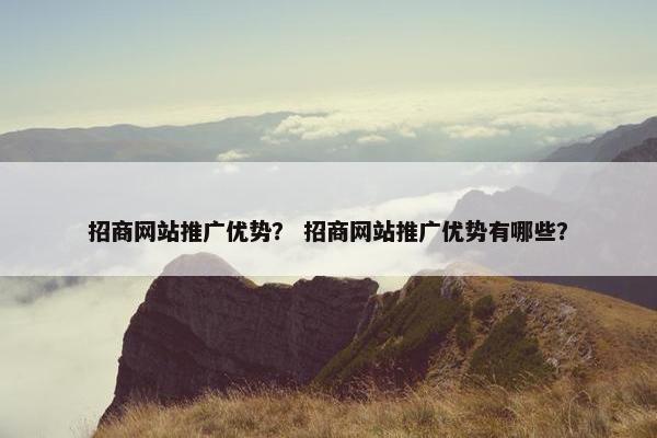 招商网站推广优势？ 招商网站推广优势有哪些？