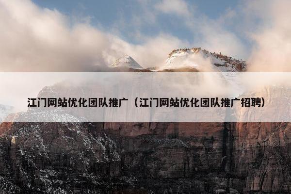 江门网站优化团队推广（江门网站优化团队推广招聘）