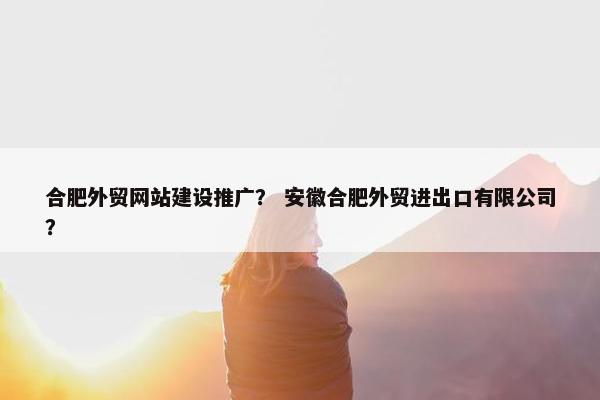 合肥外贸网站建设推广？ 安徽合肥外贸进出口有限公司？