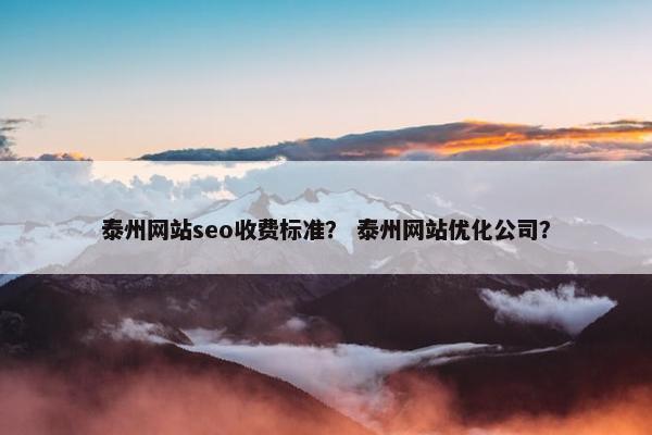 泰州网站seo收费标准？ 泰州网站优化公司？