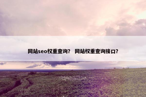 网站seo权重查询？ 网站权重查询接口？