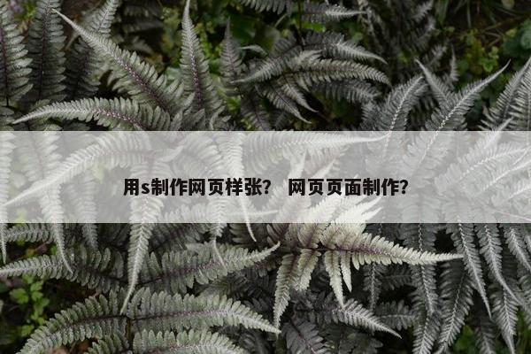 用s制作网页样张？ 网页页面制作？