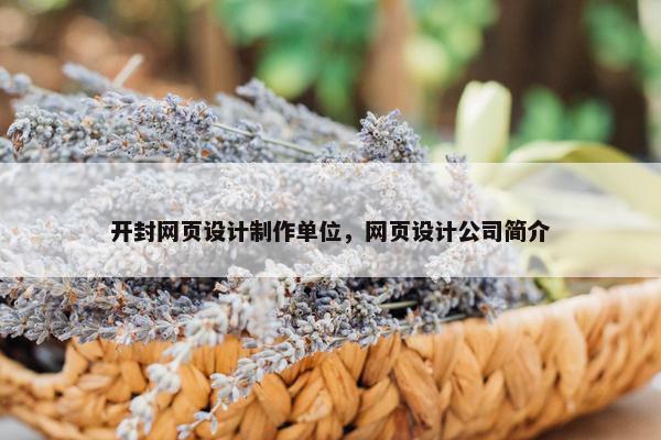 开封网页设计制作单位，网页设计公司简介